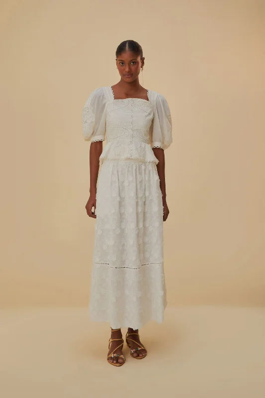 Off-White 3D Flower Midi Skirt denim skirt classic