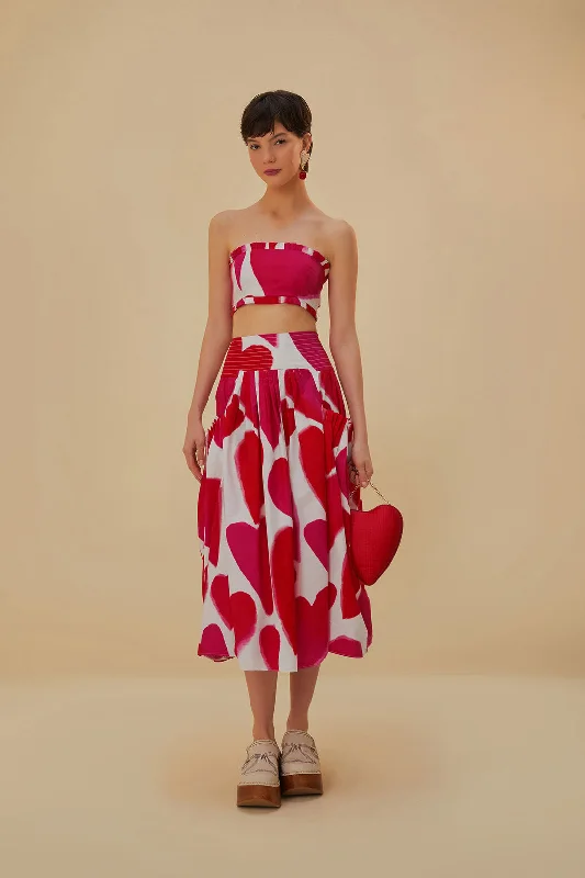 Off-White Painted Hearts Midi Skirt chiffon skirt airy