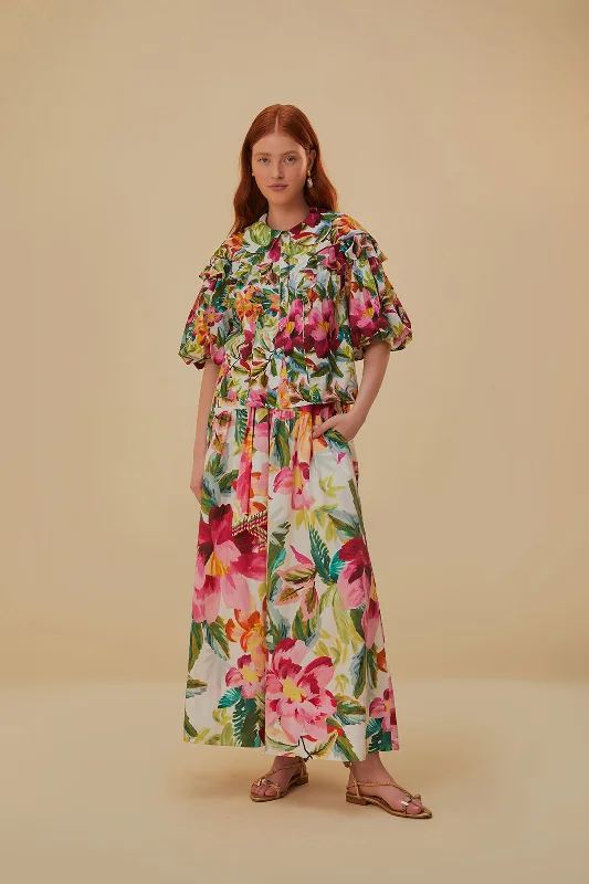 Off-White Painted Flowers Maxi Skirt cashmere skirt fine