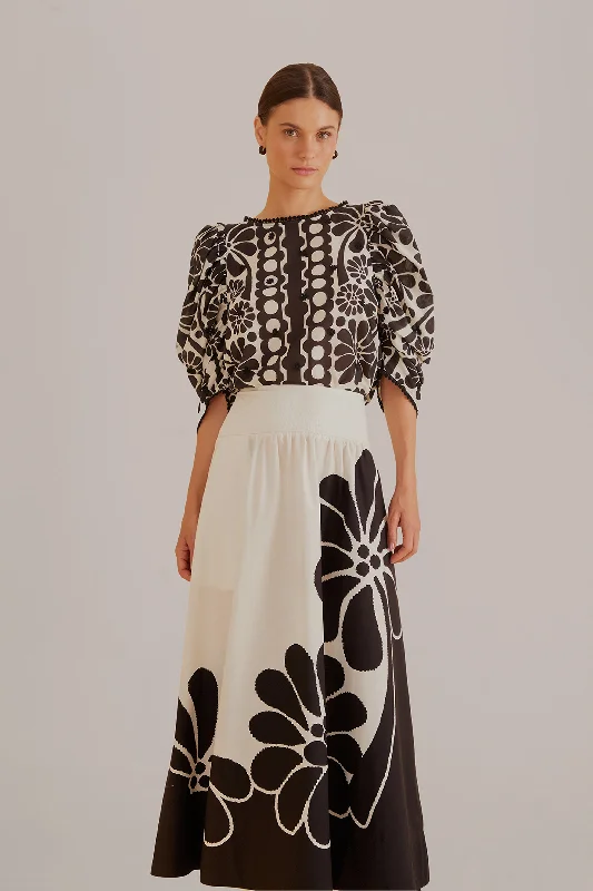 Black Palermo Maxi Skirt zip skirt side