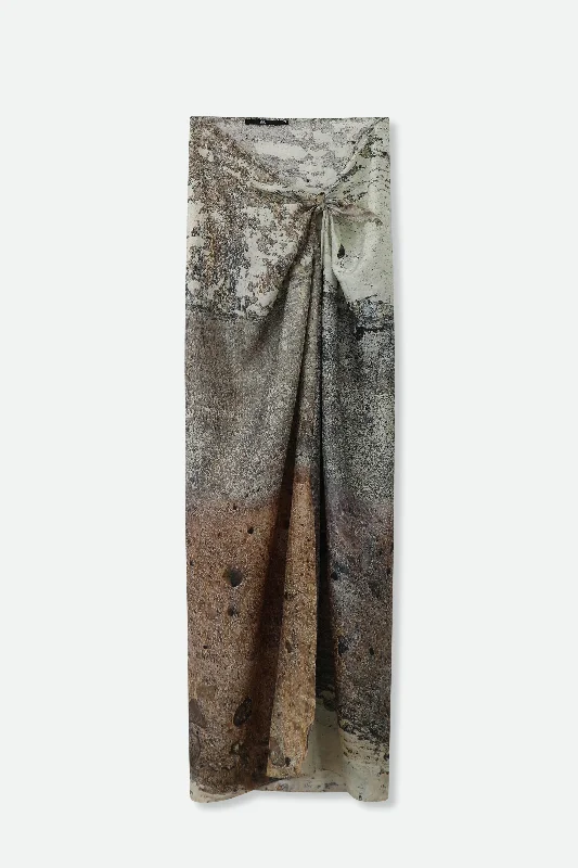 PAREO SKIRT IN HAND-DYED SILK IN CEMENT chiffon skirt airy