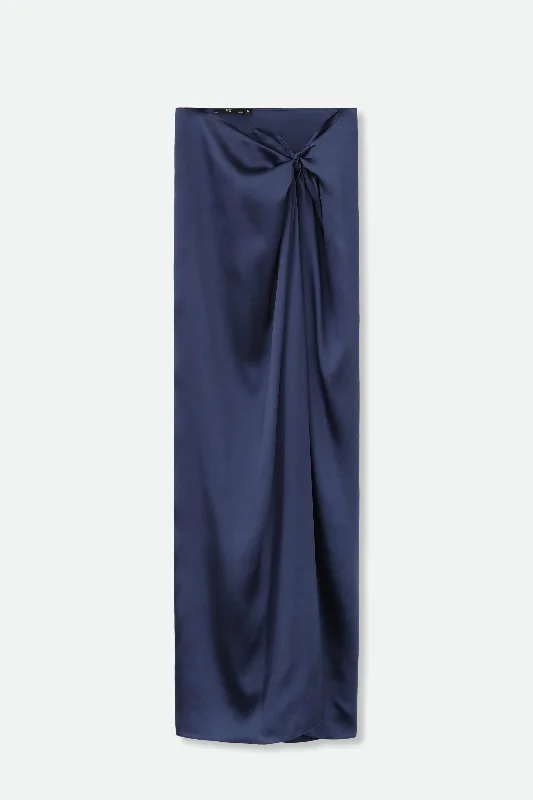 PAREO SKIRT IN HAND-DYED SILK IN PRUSSIAN BLUE silk skirt elegant