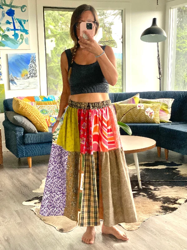 Patch-Work Skirt button skirt front