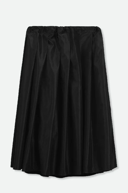 PLEATED SKIRT WITH ADJUSTABLE DRAWSTRING BLACK linen skirt breathable