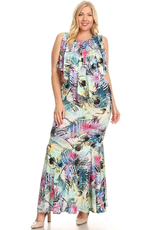 Plus Size Handkerchief Crop Top & Maxi Skirt Set low waist skirt