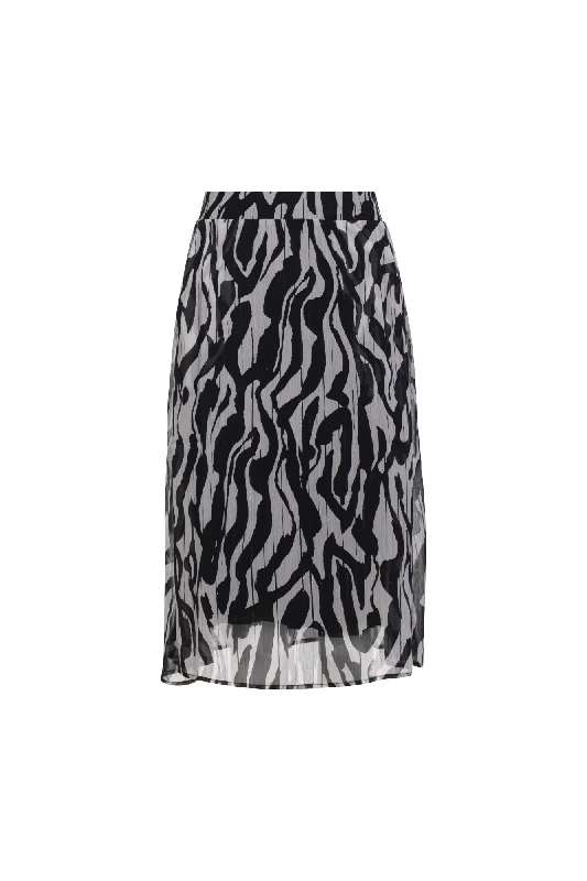 Printed Chiffon pull on Skirt | Blk Ivory Lurex Abstract | 8558AR denim skirt fashionable Printed Chiffon pull on Skirt | Blk Ivory Lurex Abstract | 8558AR denim skirt fashionable