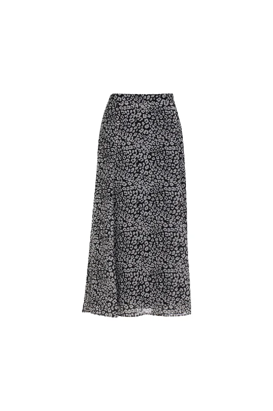 Printed Chiffon Skirt | BLACK WHITE SPOT | 7127AR cashmere skirt fine