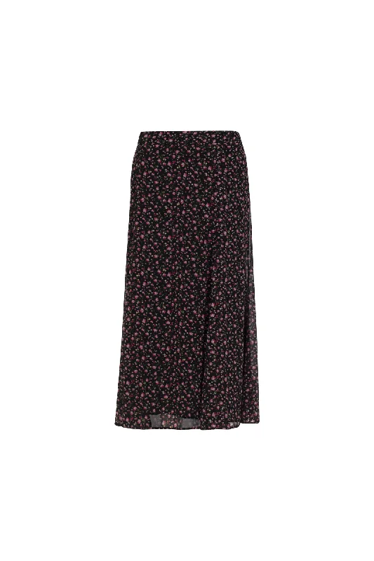 Printed Chiffon Skirt | PINK BLACK DITSY | 7127AR corduroy skirt durable