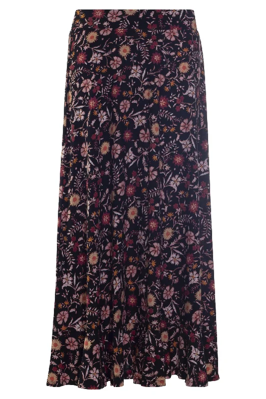 Printed Slinky pull on Skirt | Orange Black Vine | 7427AR denim skirt casual