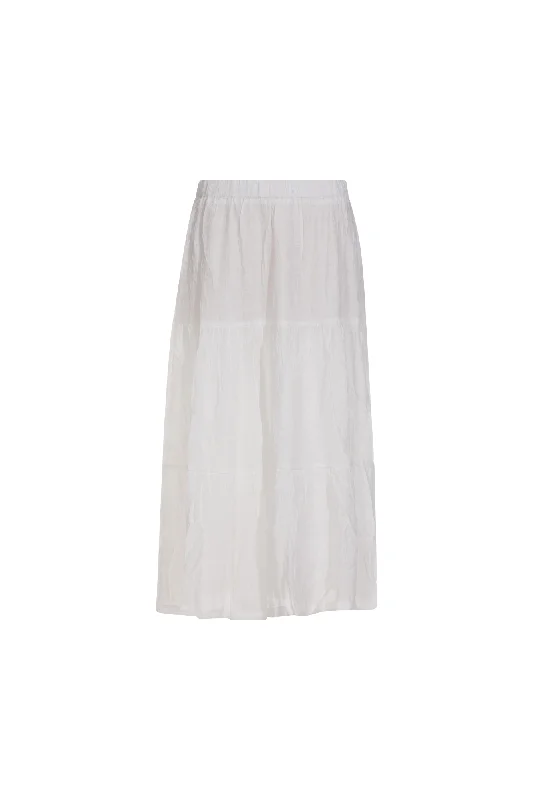 Pull on tiered Skirt with lining | WHITE | 8837AR leather skirt durable