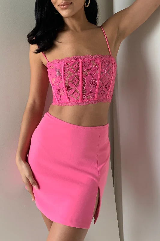 Romee Mini Skirt - Bubblegum Pink a-line skirt cut