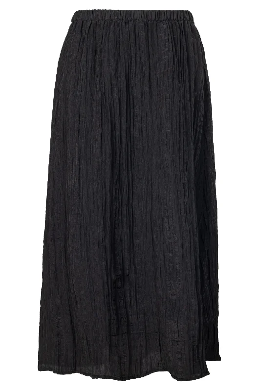 Satin Crush Skirt | Black | 4642A1 linen skirt relaxed