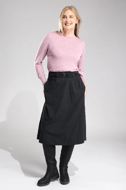 Poly Stretch Cord Skirt | Black | 6201ZZ wrap skirt elegant