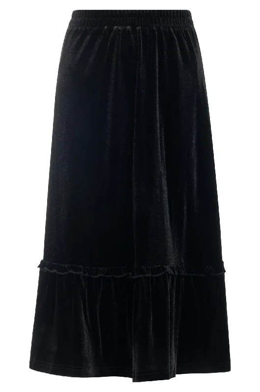 Black Velour pull on Skirt | Black | 8813ZZ linen skirt airy
