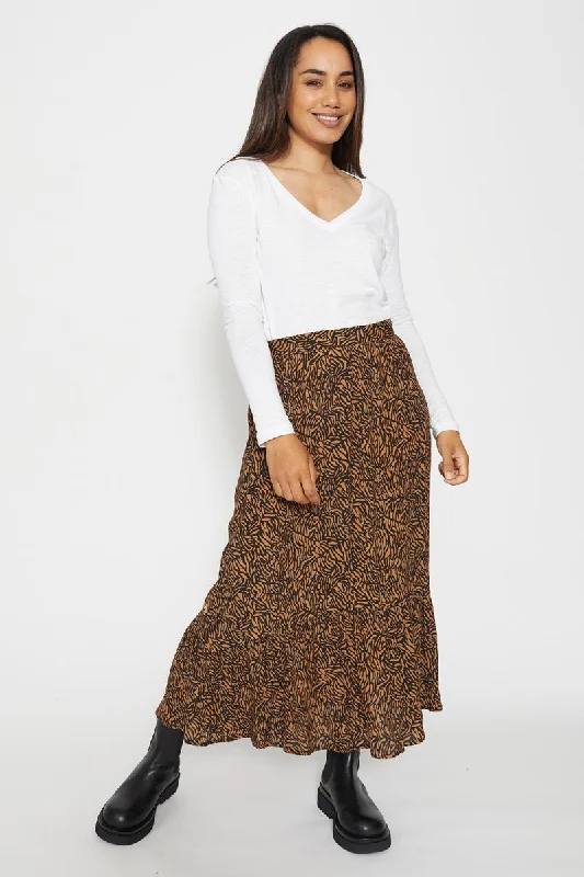 Stella + Gemma - Linda Skirt - Mocha Zebra lightweight skirt design