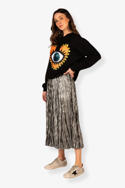 The Others - Lilian Pleat Skirt - Crushed Silver linen skirt natural