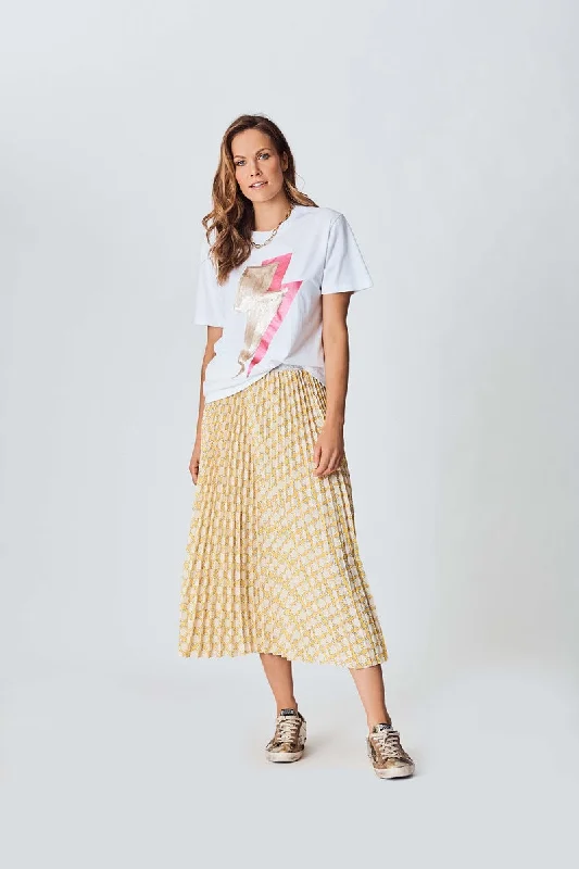 The Others - Sunray Skirt - Yellow Check ribbed skirt waist