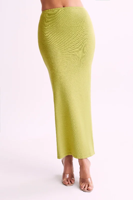 Tristan Knit Maxi Skirt - Seafoam Green silk skirt sleek