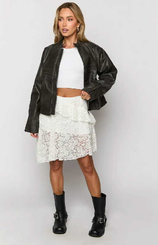 Tuscany White Lace Mini Skirt cashmere skirt soft