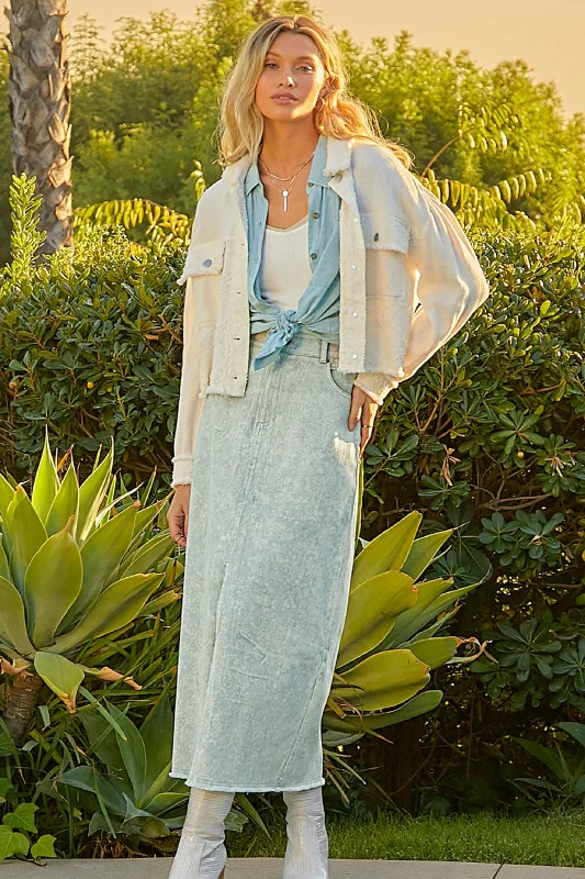 Washed Front Slit Skirt chiffon skirt lightweight