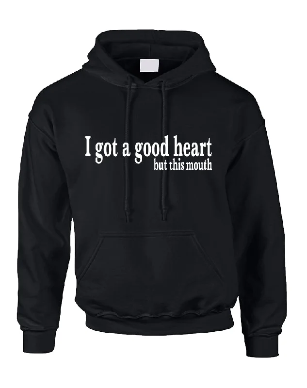Adult Hoodie I Got A Good Heart But This Mouth Funny Humor Top Hoodie with Neon Bright Vibrant Adult Hoodie I Got A Good Heart But This Mouth Funny Humor Top Hoodie with Neon Bright Vibrant