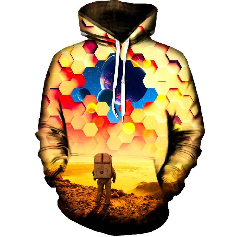Astronaut Barrier Womens Hoodie Hoodie with Front Slit Layering Stylish