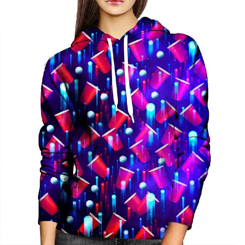 Beer Pong Red White And Blue Womens Hoodie Hoodie with Crew Neck Simple Timeless