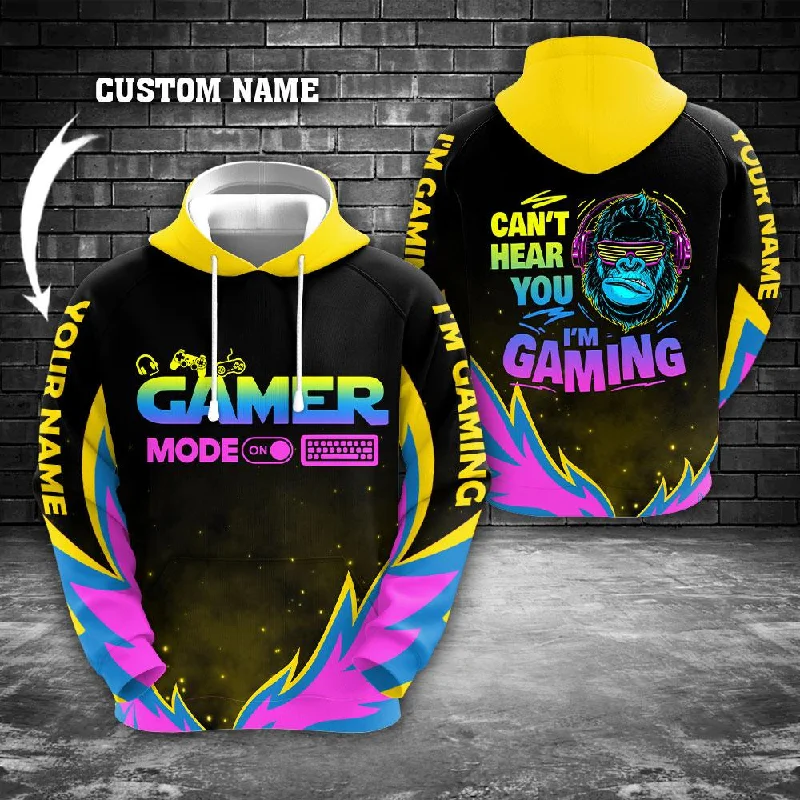 Cant hear I'm gaming 3D Hoodie Custom HA Hoodie with Earth Tones Natural Calm