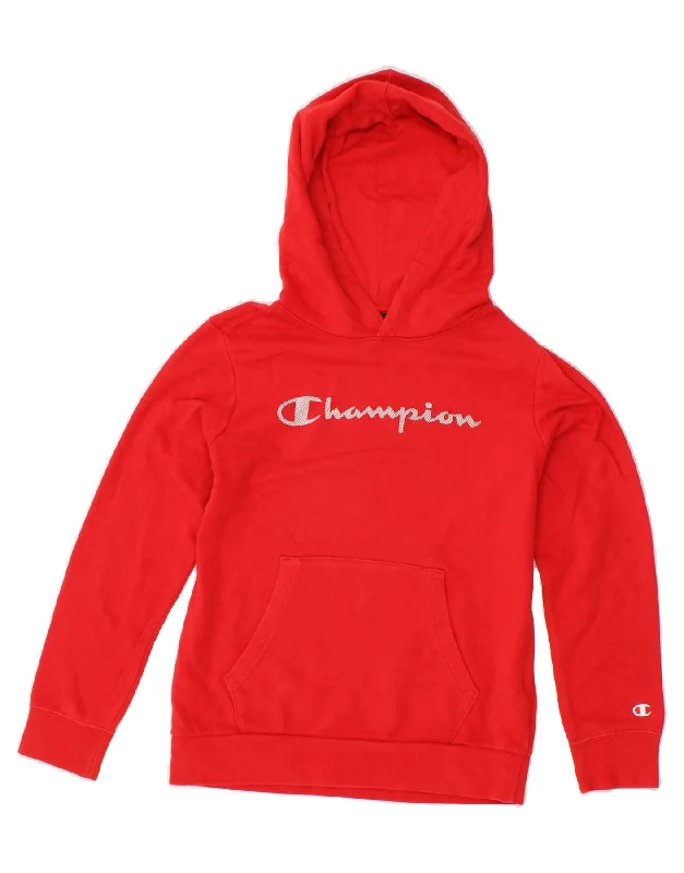CHAMPION Boys Graphic Hoodie Jumper 9-10 Years Medium Red Cotton Hoodie with Magnetic Closure Innovative Modern CHAMPION Boys Graphic Hoodie Jumper 9-10 Years Medium Red Cotton Hoodie with Magnetic Closure Innovative Modern