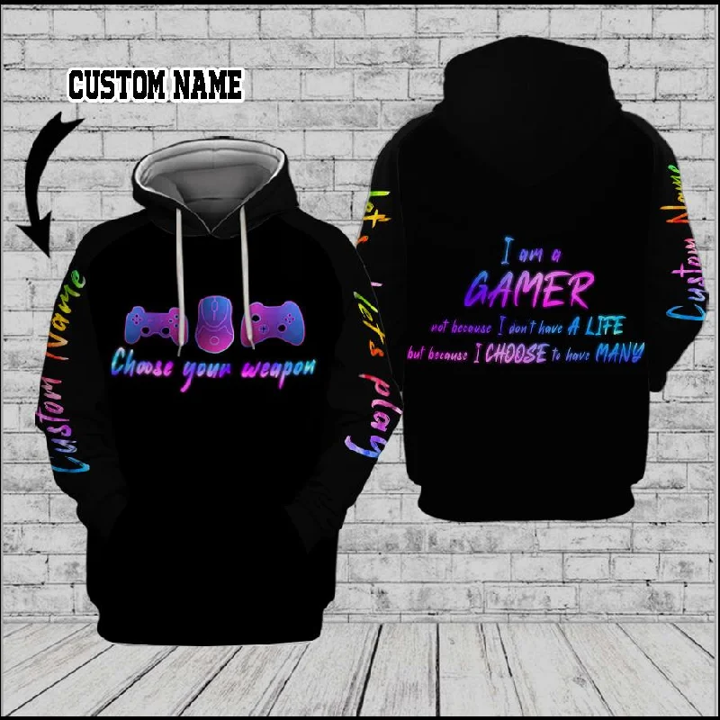 Choose Your Weapon 3D Custom Hoodie Hoodie with Hem Applique Textured Unique