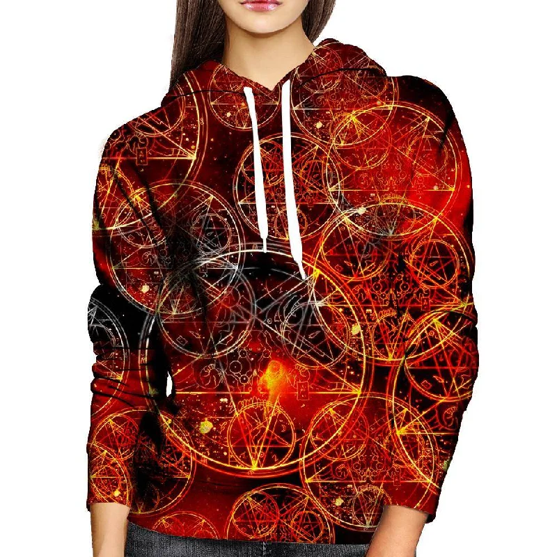 Conjuring Symbols Womens Hoodie Hoodie with Typography Text Message