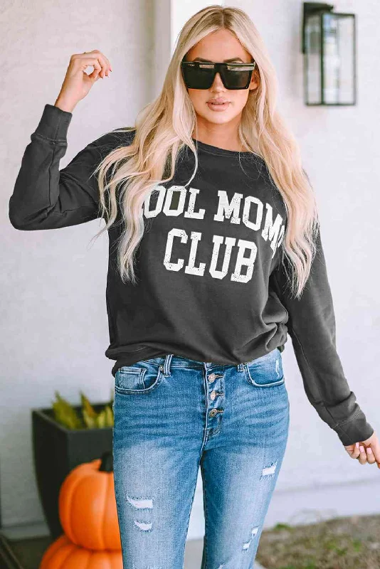 COOL MOM CLUB Round Neck Short Sleeve Ladies Sweatshirt Hoodie with Half-Zip Sporty Casual