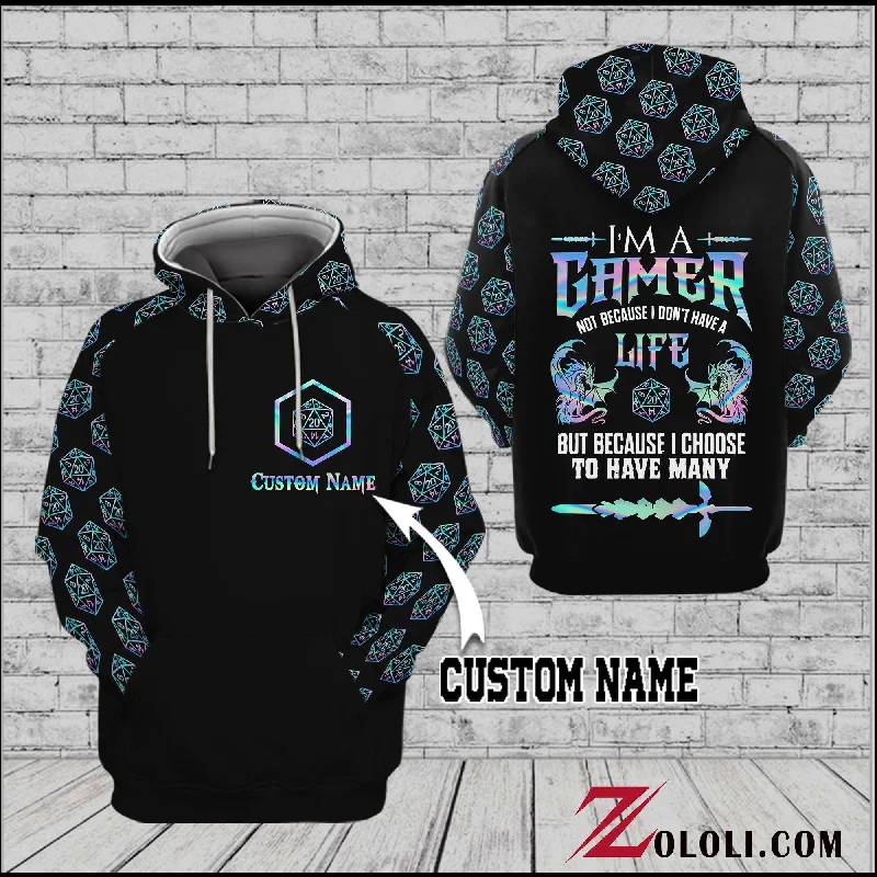D&D I'm a gamer not because I don't have life Hoodie 3D TXX Hoodie with Stripes Bold Sporty D&D I'm a gamer not because I don't have life Hoodie 3D TXX Hoodie with Stripes Bold Sporty