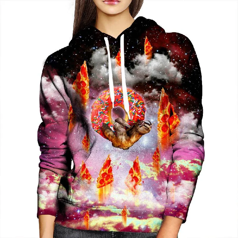 Donut Loving Sloth Womens Hoodie Hoodie with Pastel Soft Subtle