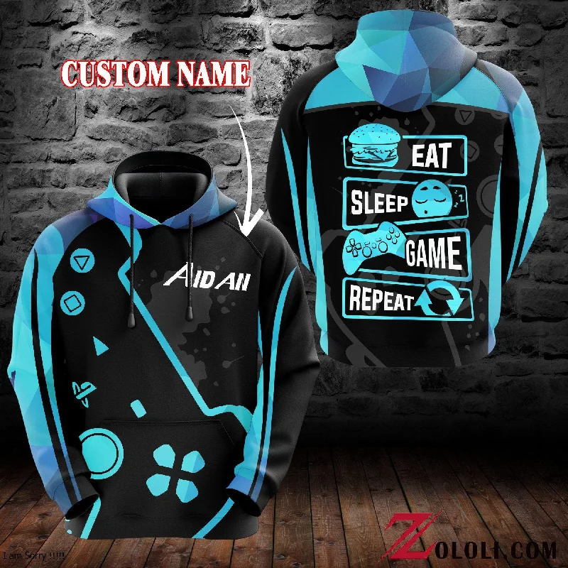 Eat sleep game repeat 3D Hoodie Custom HA Oversized Hoodie Comfort Casual