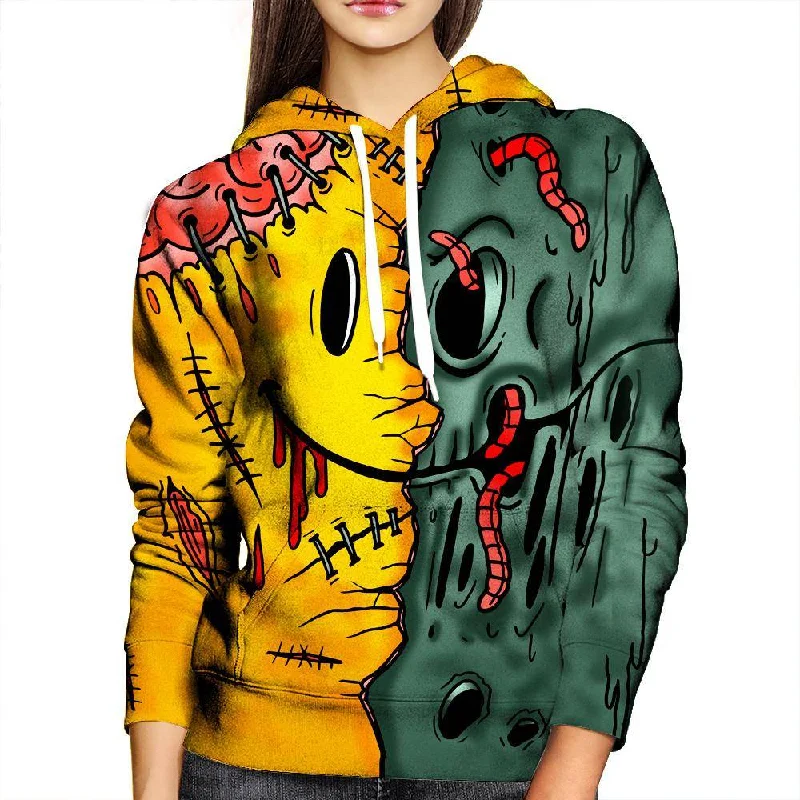 Emoji Zombie Womens Hoodie Hoodie with Ribbed Hem Stretchable Secure