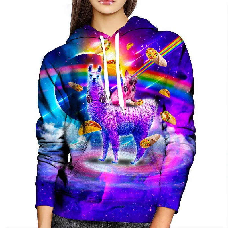 Frenchie Llama Womens Hoodie Hoodie with Elastic Cuffs Stretchable Comfortable