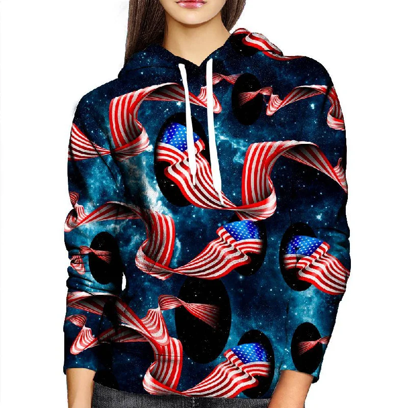 Galactic Flag Womens Hoodie Hoodie with Longline Fit Extended Stylish
