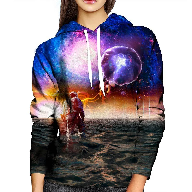 Galactic Jellyfish Womens Hoodie Hoodie with Tied Waist Feminine Flattering
