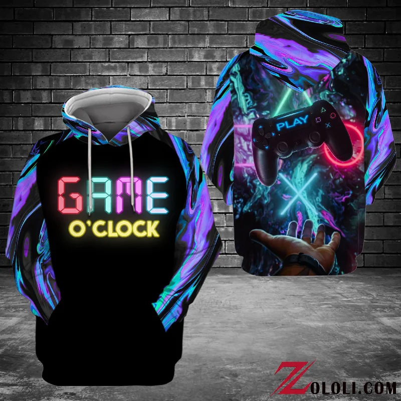 Game O'clock Hoodie 3D TXX Hoodie with Monochrome Minimalist Simple