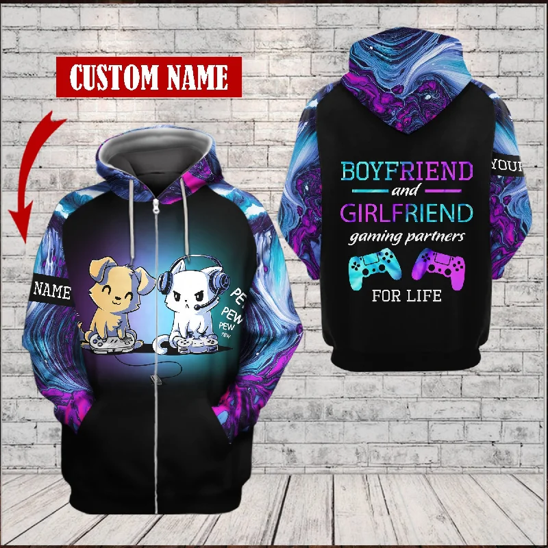 Gamer Boyfriend and girlfriend gaming partner for life Hoodie Custom TTM Hoodie with Applique Textured Unique Gamer Boyfriend and girlfriend gaming partner for life Hoodie Custom TTM Hoodie with Applique Textured Unique