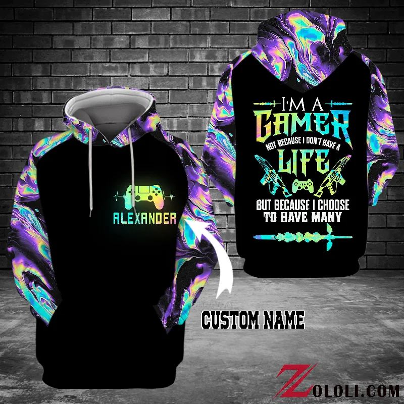 Gamer I'm a gamer not because I don't have life Hoodie 3D TTM Hoodie with Half-Zip Sporty Casual Gamer I'm a gamer not because I don't have life Hoodie 3D TTM Hoodie with Half-Zip Sporty Casual