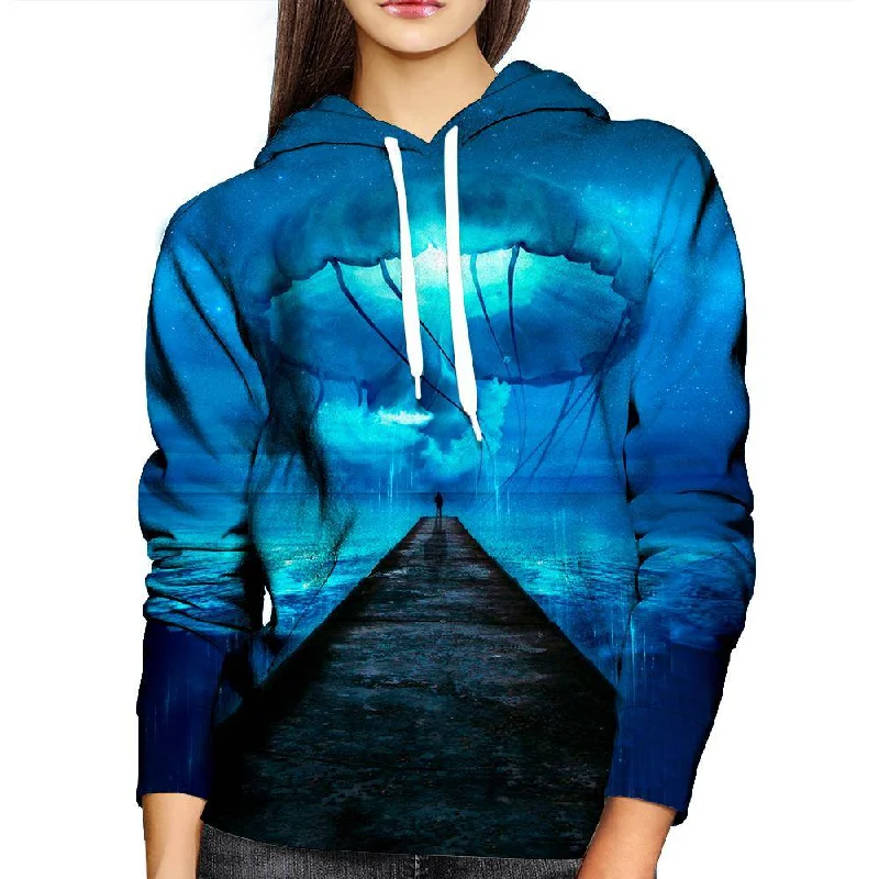 Giant Jellyfish Womens Hoodie Hoodie with Pastel Soft Subtle