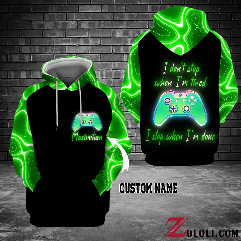 Holographic XBOX I don't stop when I'm tired. I stop when I'm done - Hoodie 3D - TXX Hoodie with Hem Frayed Vintage Worn Holographic XBOX I don't stop when I'm tired. I stop when I'm done - Hoodie 3D - TXX Hoodie with Hem Frayed Vintage Worn