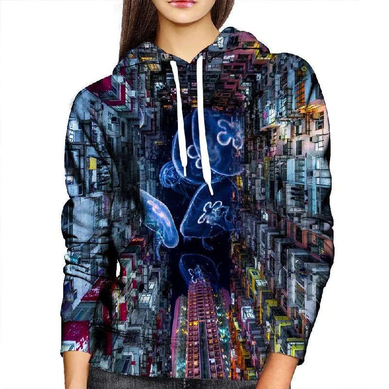 Jellyfish Invasion Womens Hoodie Zip Hoodie Drawstring Kangaroo Pocket