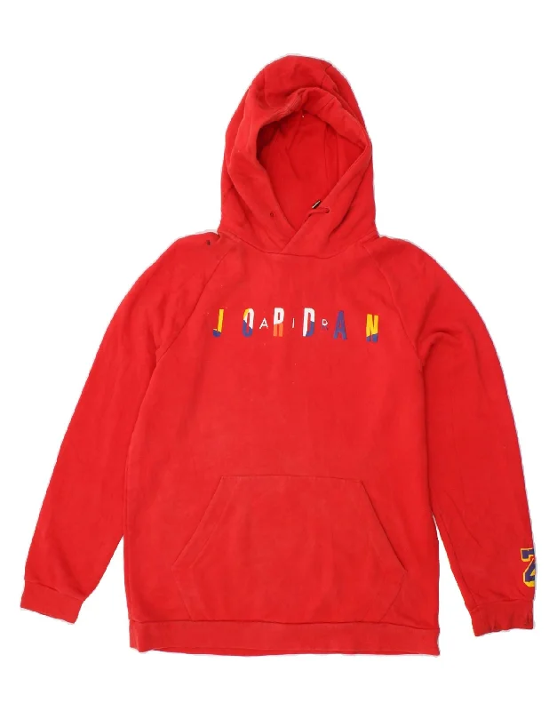 JORDAN Mens Graphic Hoodie Jumper Large Red Cotton Hoodie with Oversized Fit Loose Comfortable JORDAN Mens Graphic Hoodie Jumper Large Red Cotton Hoodie with Oversized Fit Loose Comfortable