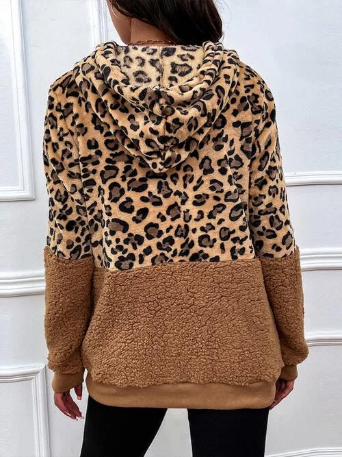 Ladies Leopard Drawstring Long Sleeve Hoodie Hoodie with Embroidery Detailed Premium Ladies Leopard Drawstring Long Sleeve Hoodie Hoodie with Embroidery Detailed Premium