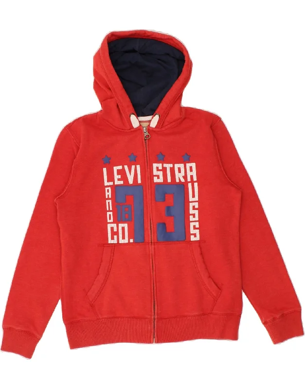 LEVI'S Boys Graphic Zip Hoodie Sweater 13-14 Years Red Cotton Hoodie with V-Neck Classic Versatile LEVI'S Boys Graphic Zip Hoodie Sweater 13-14 Years Red Cotton Hoodie with V-Neck Classic Versatile
