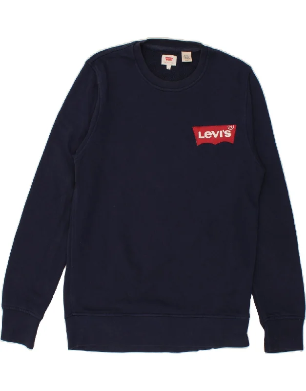 LEVI'S Mens Graphic Sweatshirt Jumper Small Navy Blue Cotton Hoodie with Emblem Brand Identity LEVI'S Mens Graphic Sweatshirt Jumper Small Navy Blue Cotton Hoodie with Emblem Brand Identity