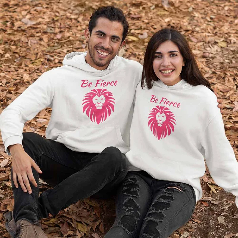 Lion face graphic print unisex white hoodies Hoodie with Hem Frayed Vintage Worn